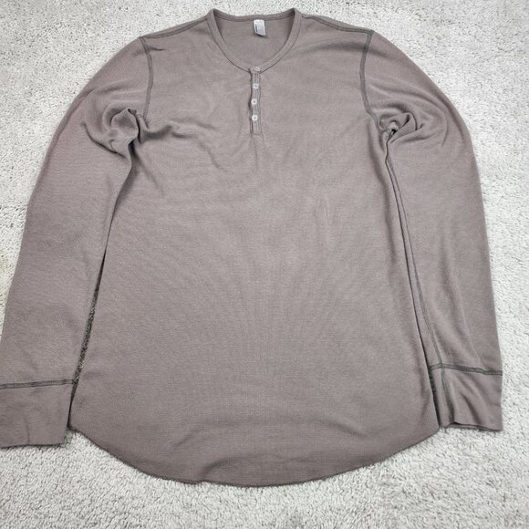 American Apparel Standard Light Brown Thermal Shirt L Dexter Morgan Kill Henley - Picture 3 of 7